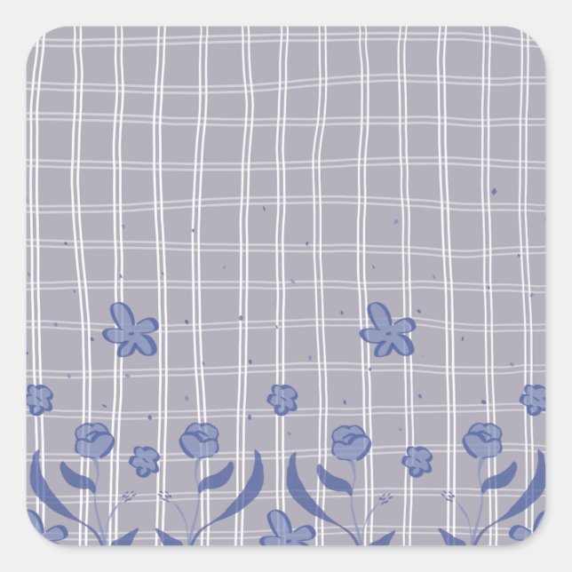 Purple chequered floral sticker (Front)