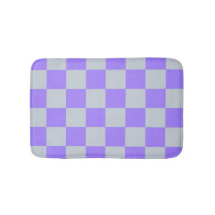 Purple Chequered Gingham Pattern Bath Mat