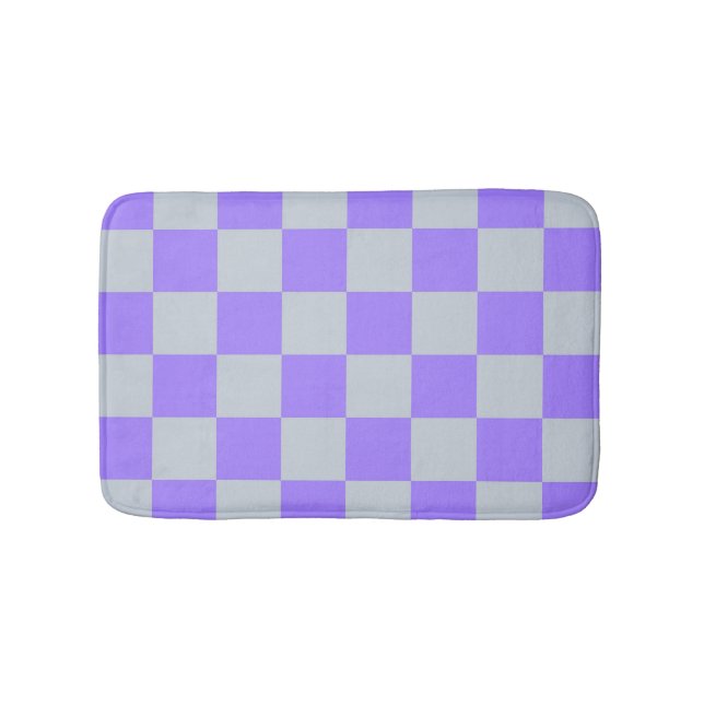 Purple Chequered Gingham Pattern Bath Mat (Front)