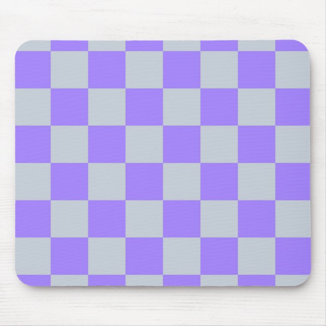 Purple Chequered Gingham Pattern Mouse Mat (Front)