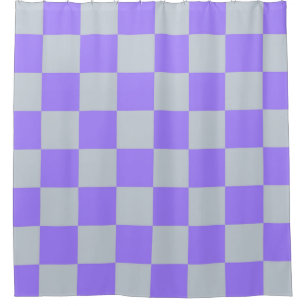 Purple Chequered Gingham Pattern Shower Curtain