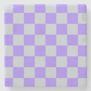 Purple Chequered Gingham Pattern Stone Coaster