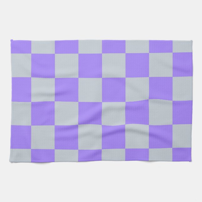 Purple Chequered Gingham Pattern Tea Towel (Horizontal)