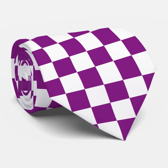 Purple Chequered Tie (Rolled)