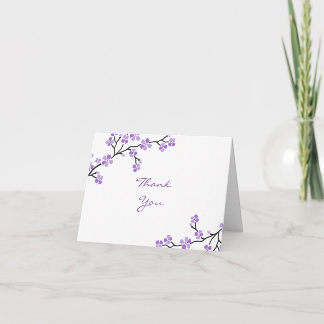 Purple Cherry Blossom Thank You cards (Front)
