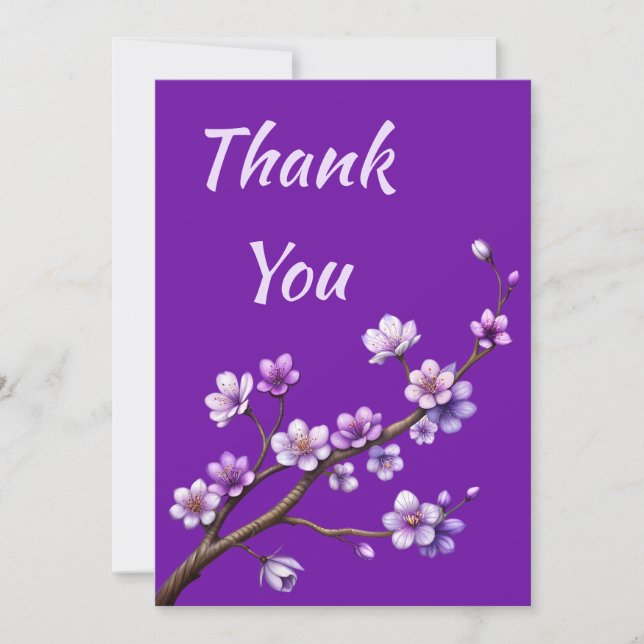 Purple Cherry Blossom Tree Thank You For Donation  Holiday Card (Front)