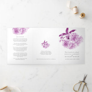 Purple Cherry blossom watercolor Tri-Fold Program