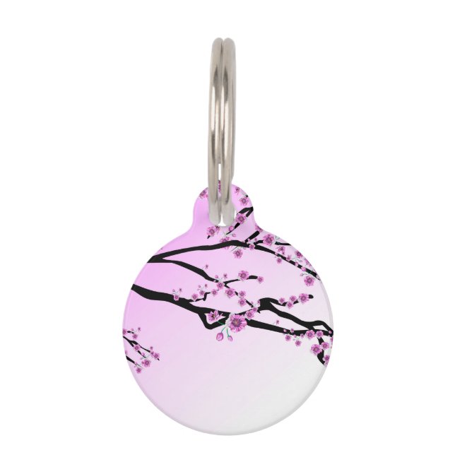 Purple Cherry Flower Sakura Pet Tag (Back)