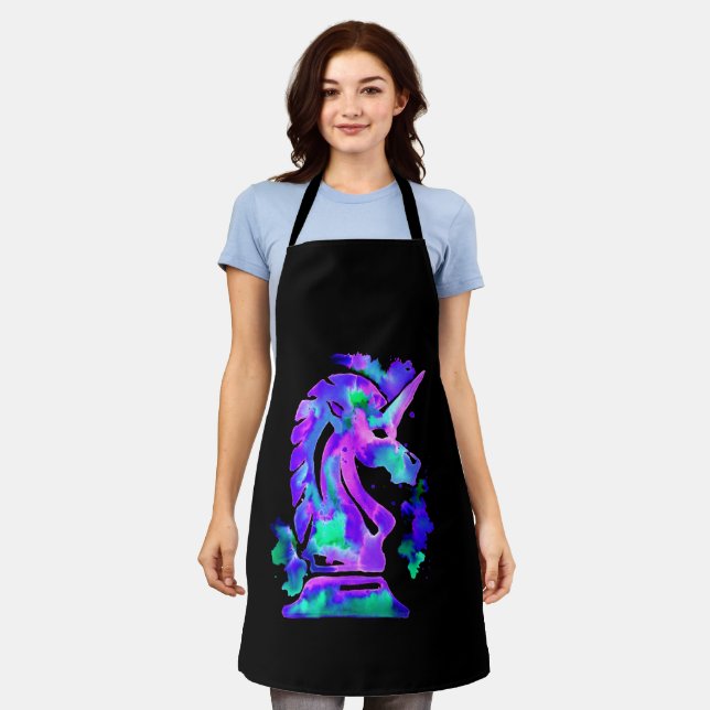 Purple Chess Knight Unicorn Apron (Worn)
