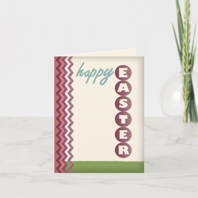 Purple Chevron and Beige Personalised Easter Card (Front)