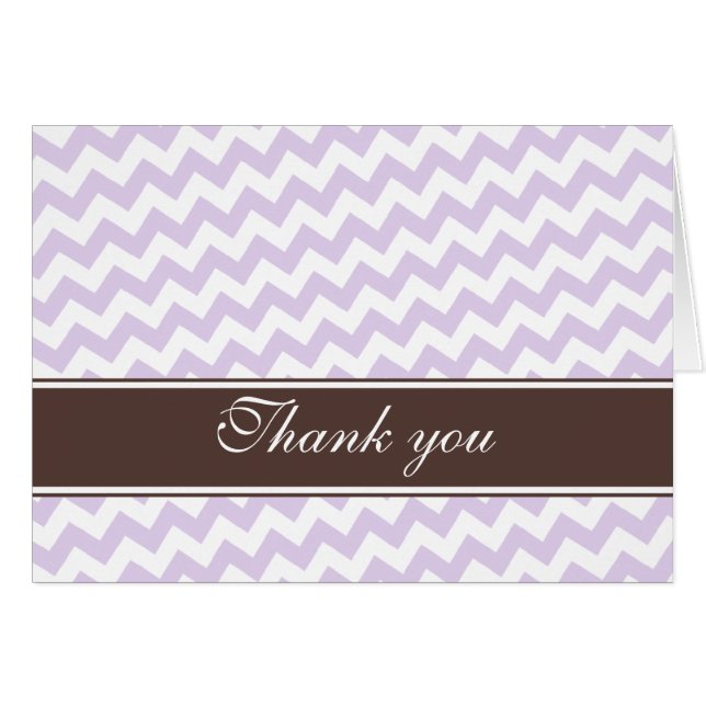 Purple Chevron Brown Stripe custom Thank You Cards (Front Horizontal)