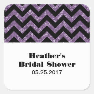 Purple Chevron Glitter Bridal Shower Stickers