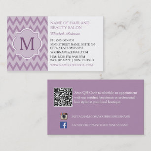 Purple Chevron Hair Beauty Salon Business Card