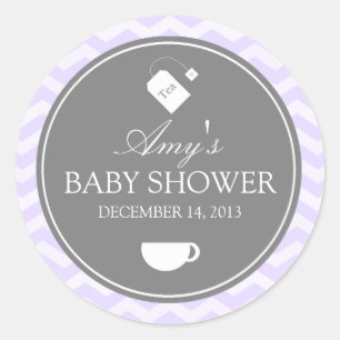Purple Chevron High Tea Baby Shower Sticker
