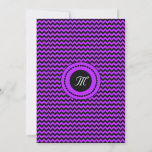Purple Chevron Monogrammed Wedding Invitation