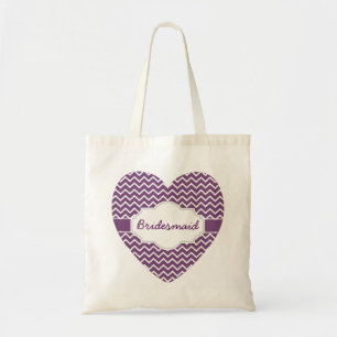 Purple Chevron Monograms Heart Purple Ribbon A06H Tote Bag