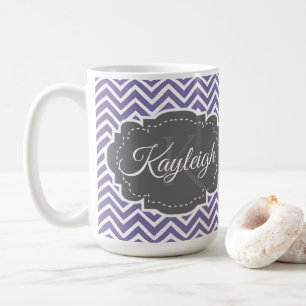Purple Chevron Personalised Coffee Mug