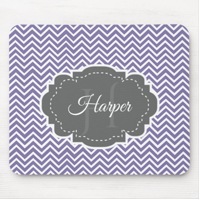 Purple Chevron Personalised Mouse Mat (Front)