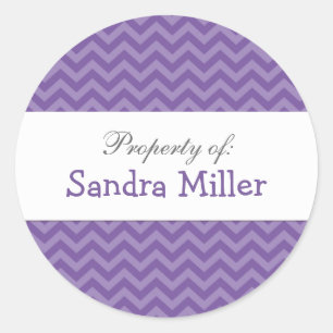 Purple Chevron personalised stickers