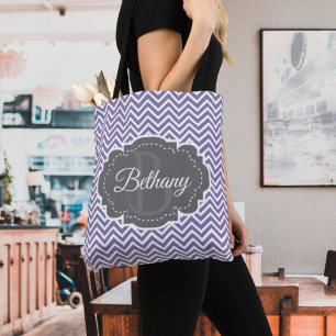 Purple Chevron Personalised Tote Bag