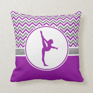 Purple Chevron Stripes Gymnastics w/ Monogram Cushion