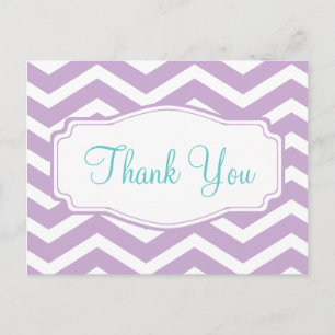 Purple Chevron Thank You Postcard