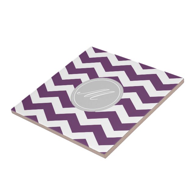 Purple Chevron with Monogram Tiles (Side)