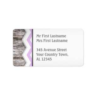 Purple Chevron & Wood Rustic Address Labels