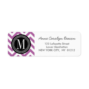 Purple Chevron Zizgag Personalised Monogram