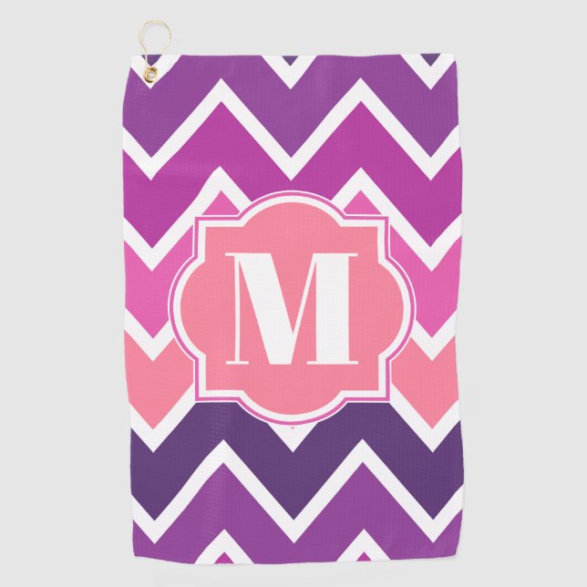 Purple Chevrons Golf Towel (Front)