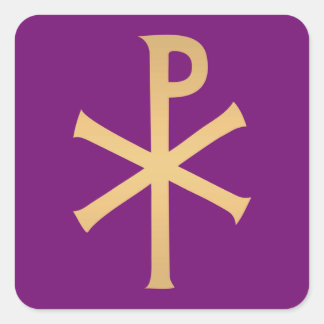 Purple Chi Rho Square Sticker