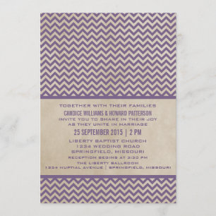 Purple Chic Chevron Wedding Invite