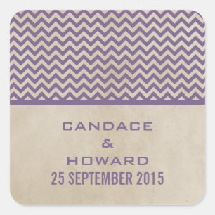 Purple Chic Chevron Wedding Stickers