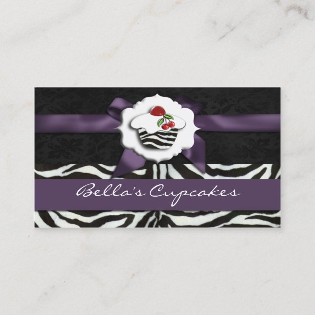 purple chic cupcake business Cards (Front)