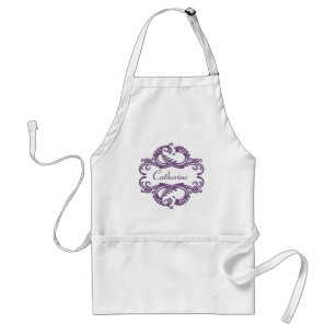 Purple Chic Damask Apron