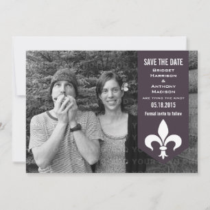 Purple Chic Flourish Banner Save the Date Invite