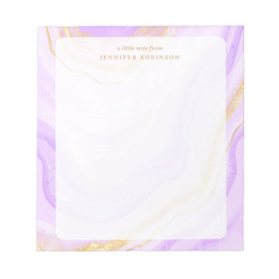Purple Chic Glam Faux Glitter Marble w/ Name  Notepad