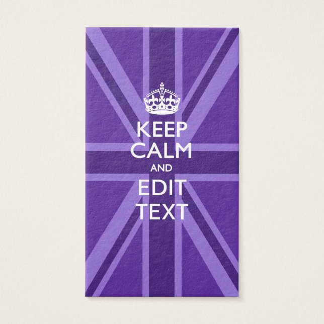 Purple Chic Keep Calm And Your Text Union Jack (Front)
