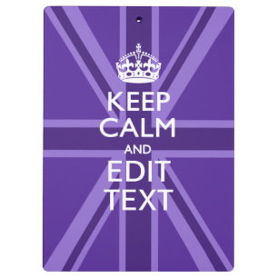 Purple Chic Keep Calm And Your Text Union Jack Clipboard