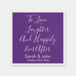 Purple Chic Personalised Script Wedding Reception  Napkin