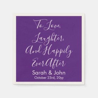 Purple Chic Personalised Script Wedding Reception  Napkin