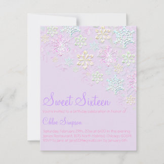 Purple Chic Snowflake Sweet16 Invitation