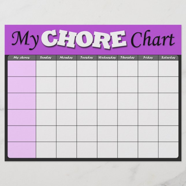 Purple Children's Chore Charts Flyer (Front)