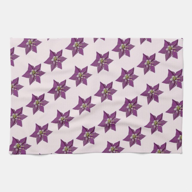 Purple Chilli Pepper Blossom Tea Towel (Horizontal)