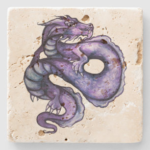 Purple Chinese Dragon Art Stone Coaster