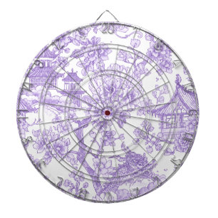 Purple Chinoiserie Toile Dragon Cherry Blossom Dartboard