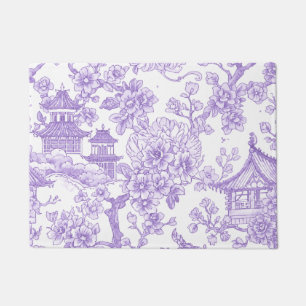 Purple Chinoiserie Toile Dragon Cherry Blossom Doormat