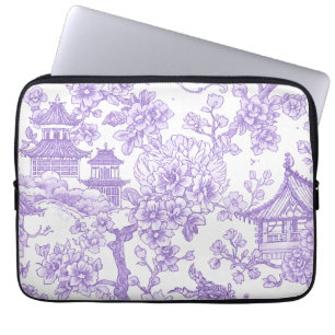 Purple Chinoiserie Toile Dragon Cherry Blossom Laptop Sleeve