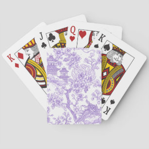 Purple Chinoiserie Toile Dragon Cherry Blossom Playing Cards