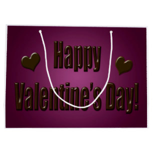 Purple Chocolate Happy Valentine Large Gift Bag
